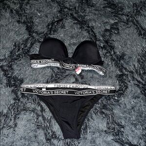 Victoria's Secret Black Bikini with Logo Straps